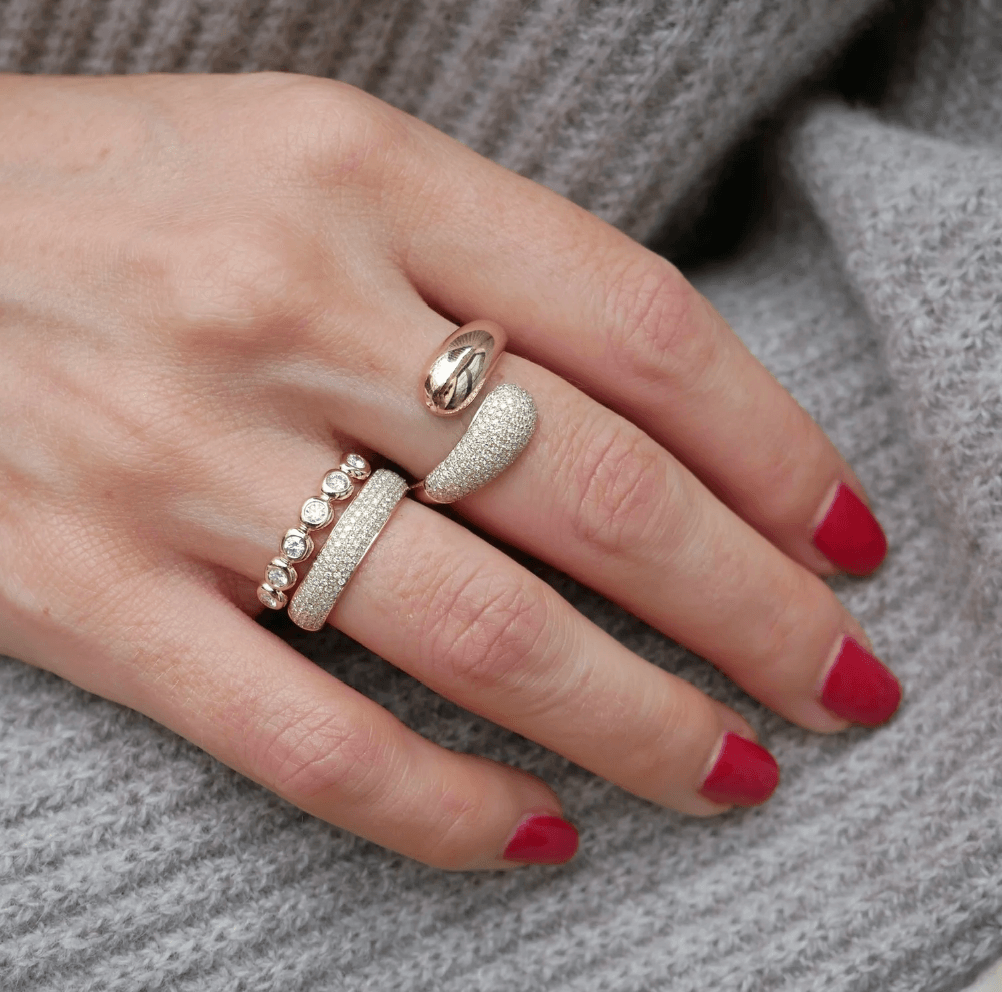 14KR Diamond Pillow Stack Ring - EnlightenLiving