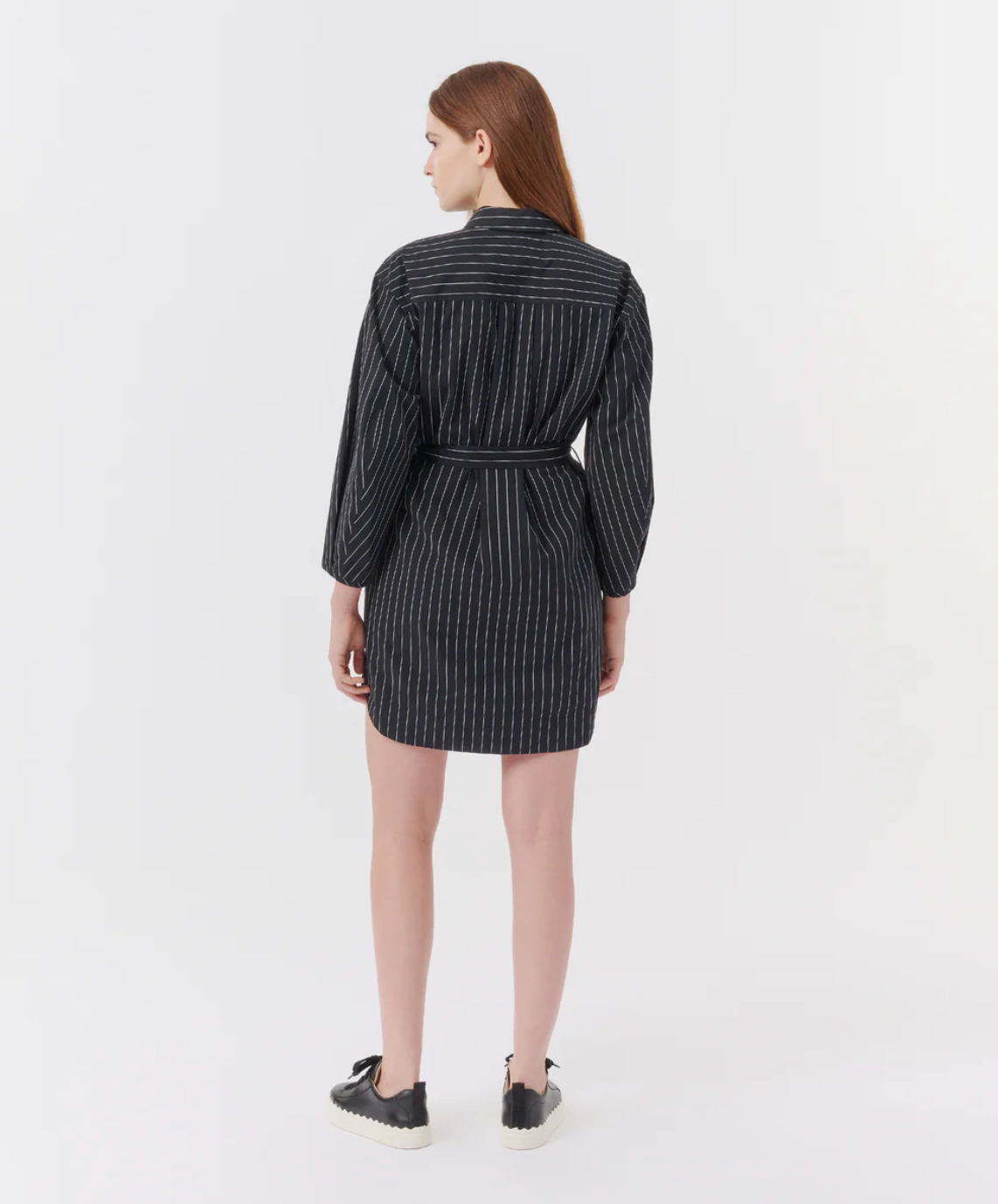 Pinstripe Heavy Poplin LS Shirtdress