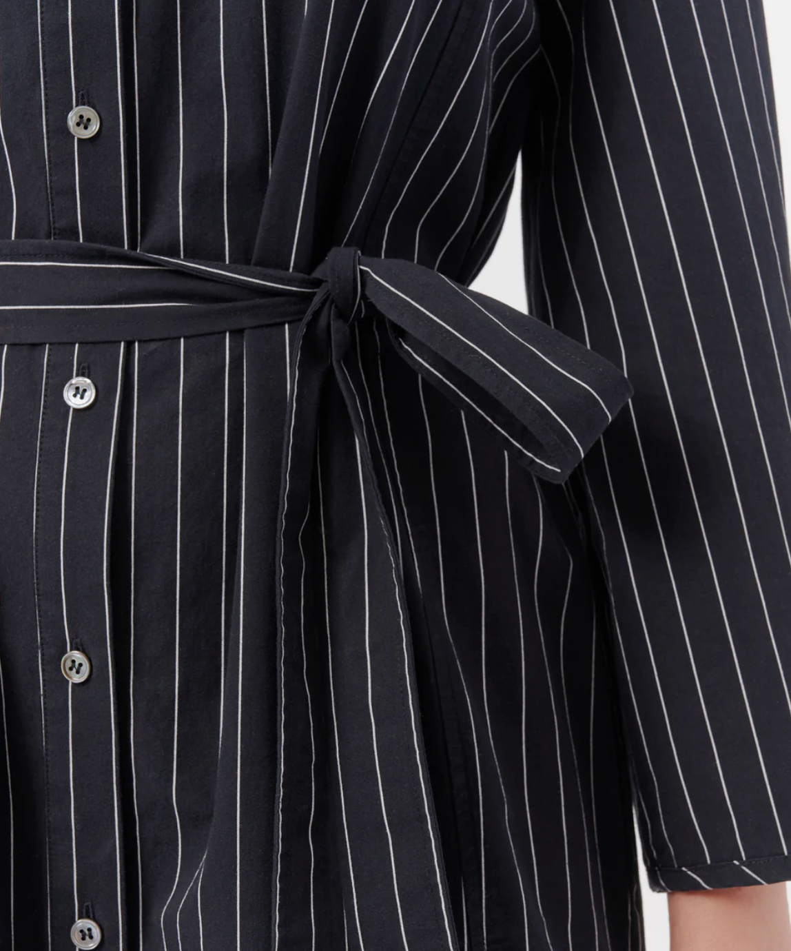 Pinstripe Heavy Poplin LS Shirtdress