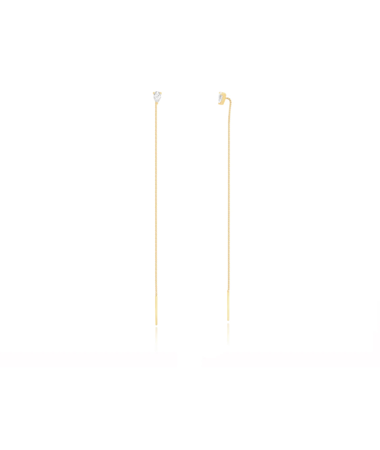 Pear Diamond Liquid Gold Threader Earrings