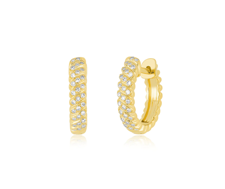 Jumbo Gold and Diamond Twist Huggie
