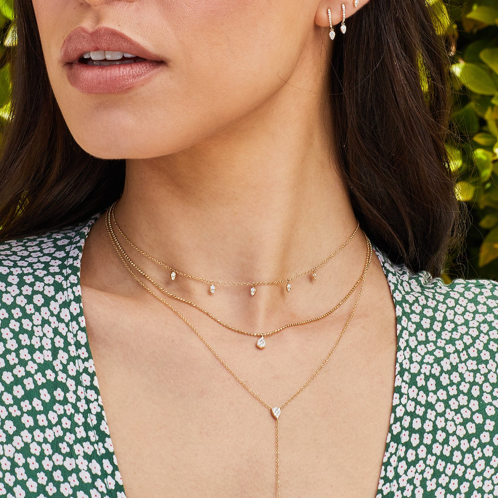 Fullcut Diamond Teardrop Necklace