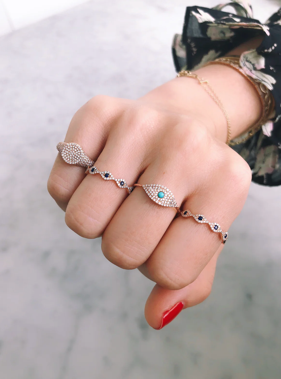 Diamond Evil Eye Stack Ring