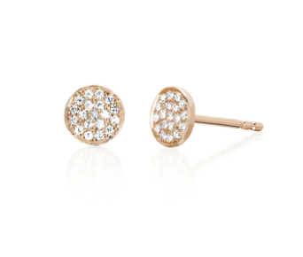 Diamond Mini Disc Stud Earrings
