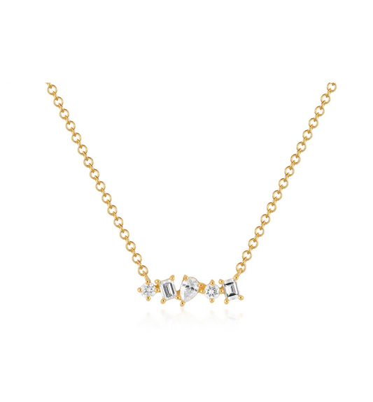 Diamond Multifaceted Mini Bar Necklace