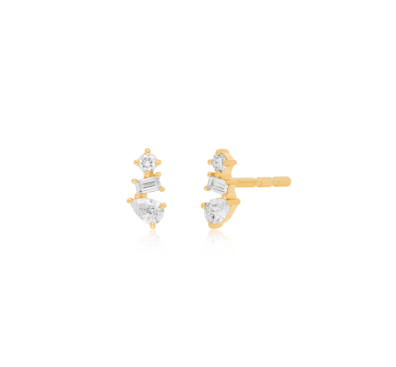Diamond Multifaceted Stud Earring - Single