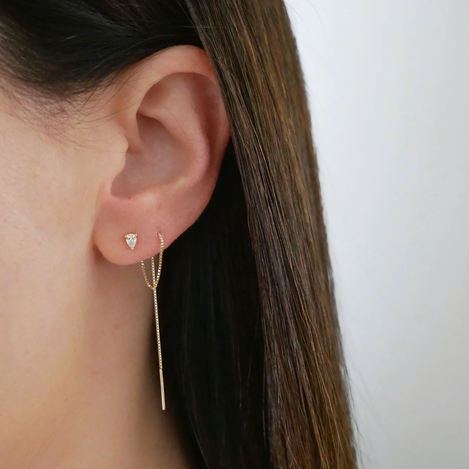 Pear Diamond Liquid Gold Threader Earrings