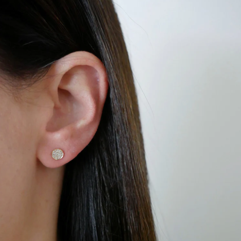Diamond Mini Disc Stud Earrings
