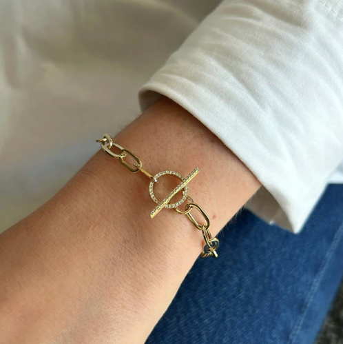 Jumbo Link Chain and Diamond Toggle Bracelet