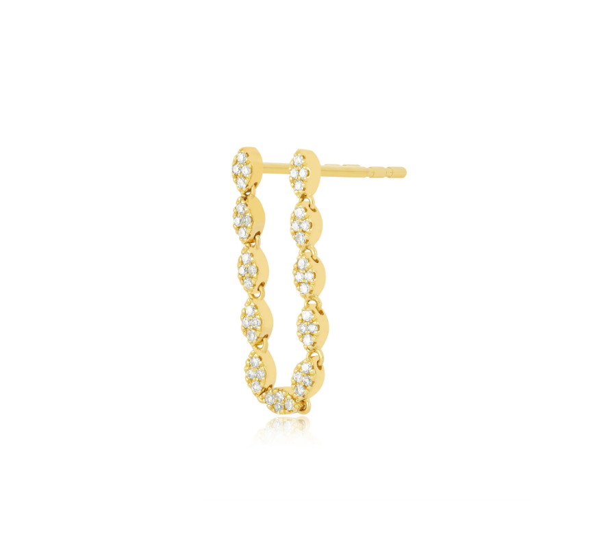 Single Pave Diamond Marquise Double Stud Earring