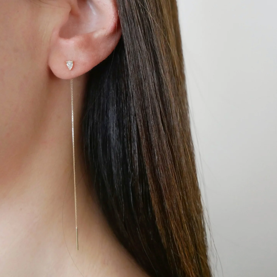 Pear Diamond Liquid Gold Threader Earrings