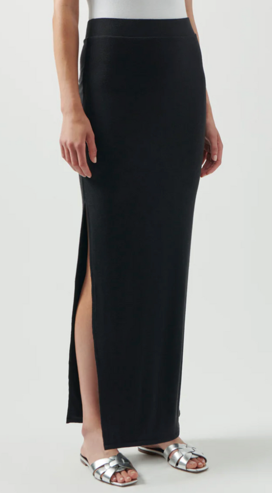Ribbed Pencil Skirt with Slit