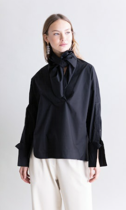 Cotton Blouse with Tie