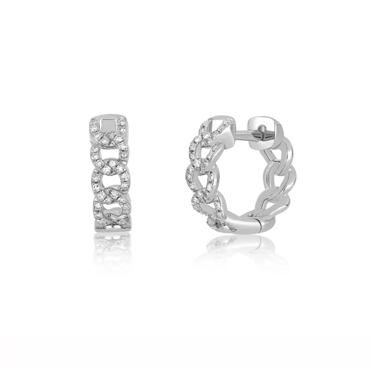 Diamond Curb Chain Huggie Earring - Single