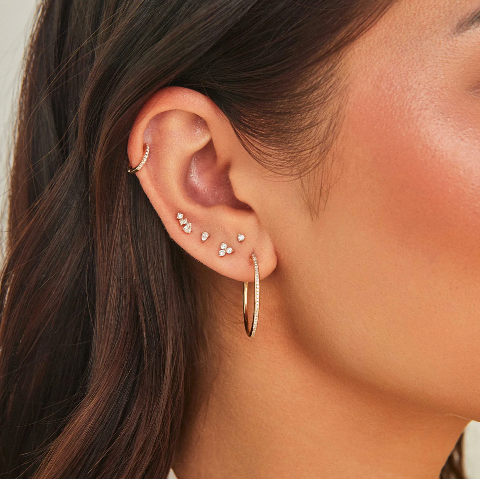 Diamond Multifaceted Stud Earring - Single