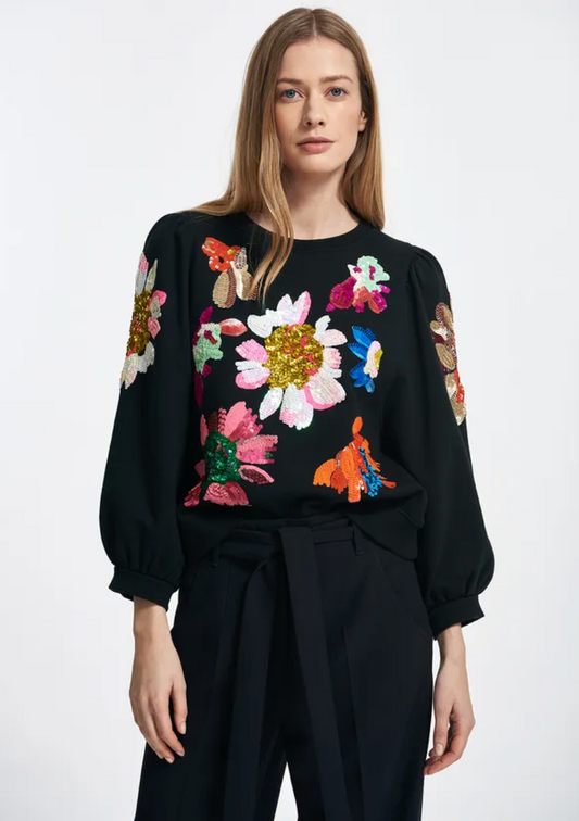 Enna Sequin Floral Sweatshirt