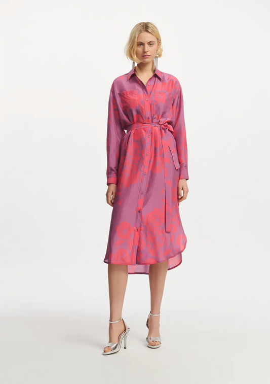 Foxglove Silk Shirt Dress
