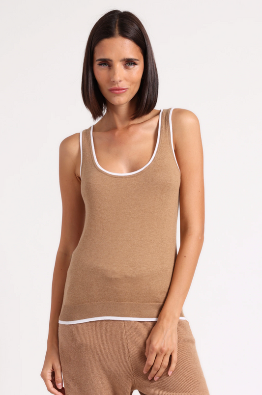 Supima Cotton Cashmere Scoop Neck with Tipping