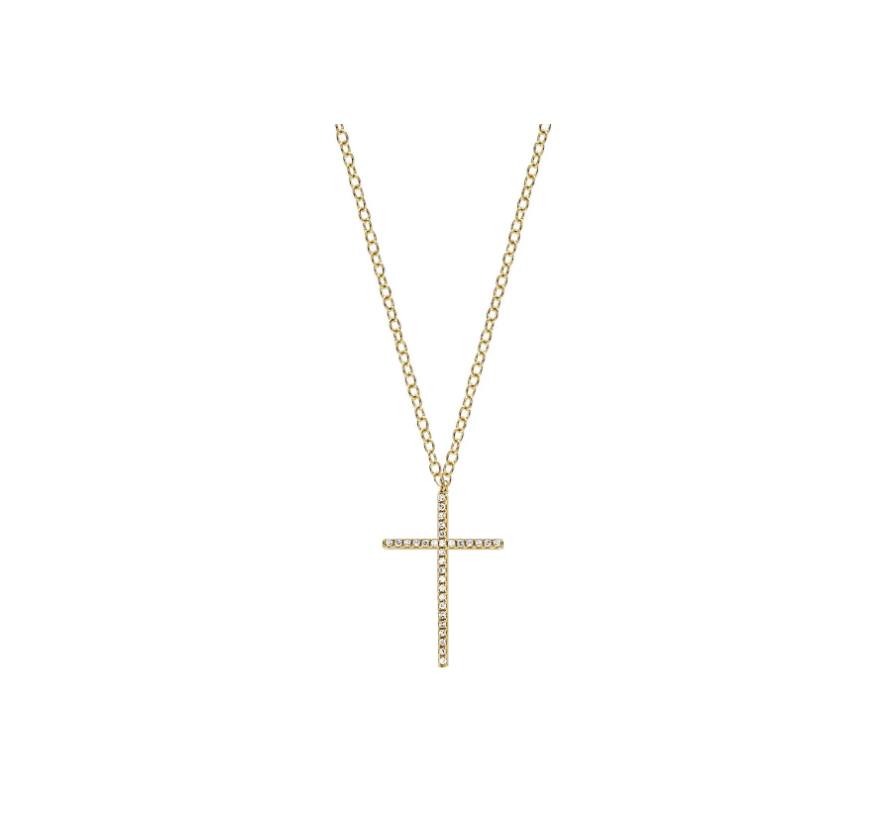 Diamond Cross Necklace 14KY