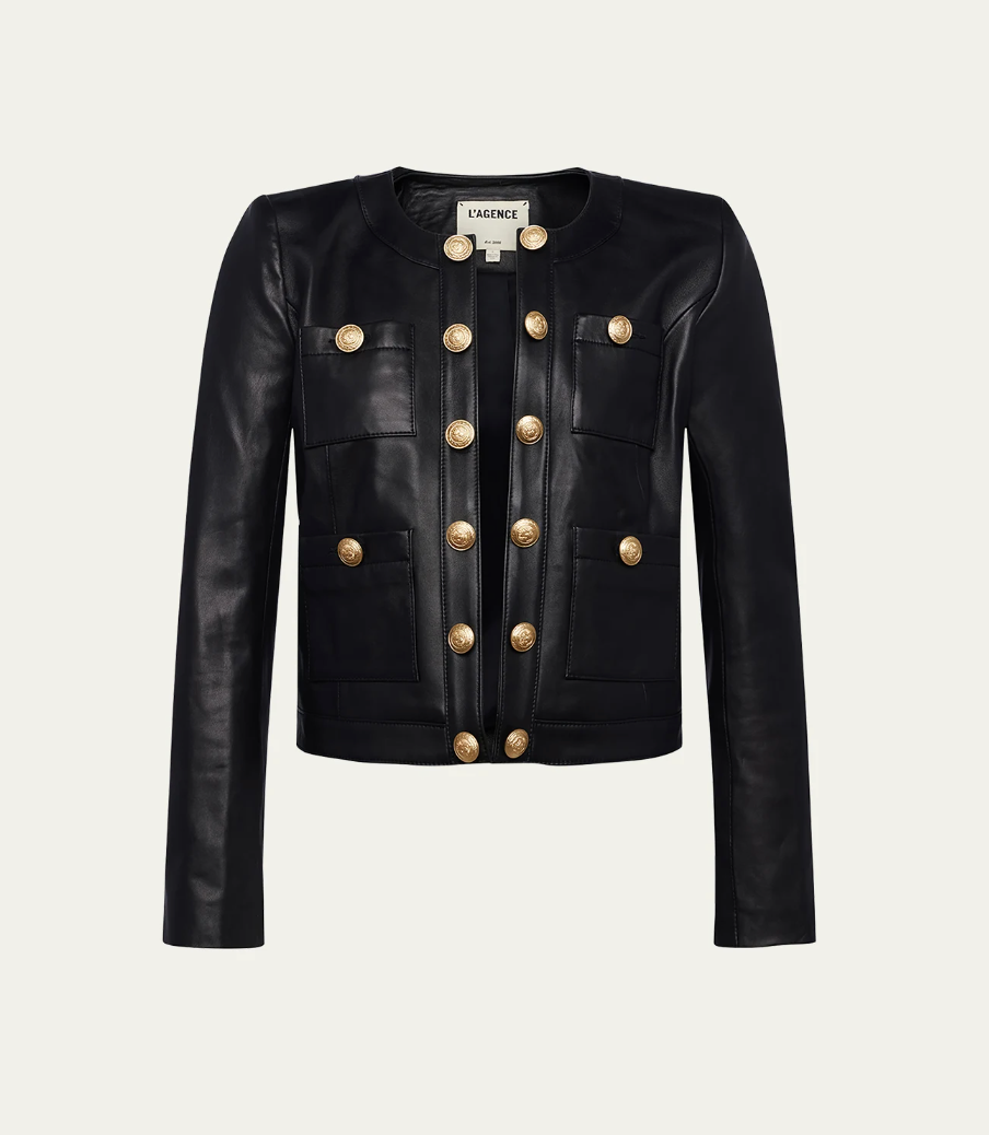 Jayde Collarless Leather Jacket