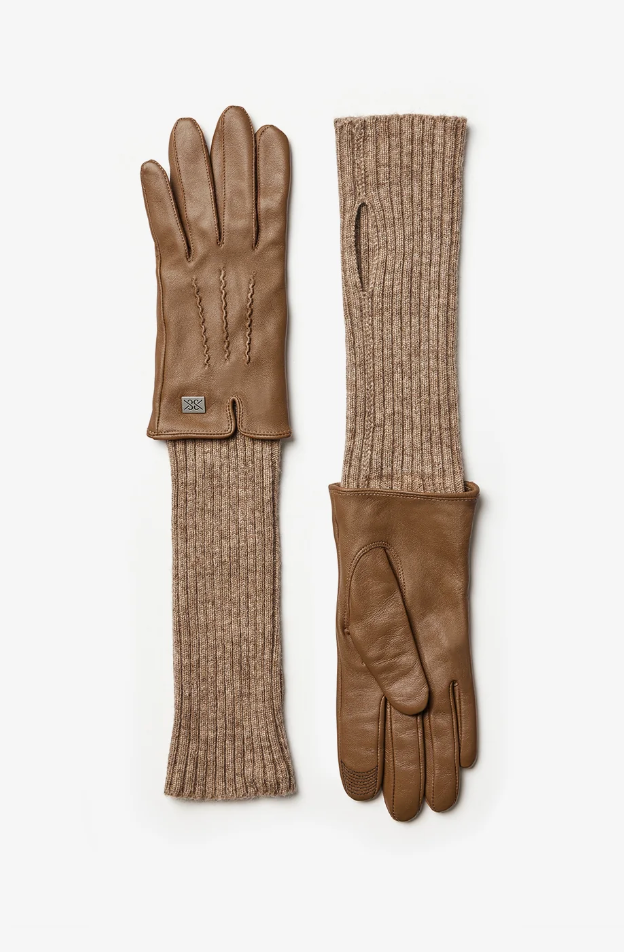 Carmel Leather Gloves with Fur