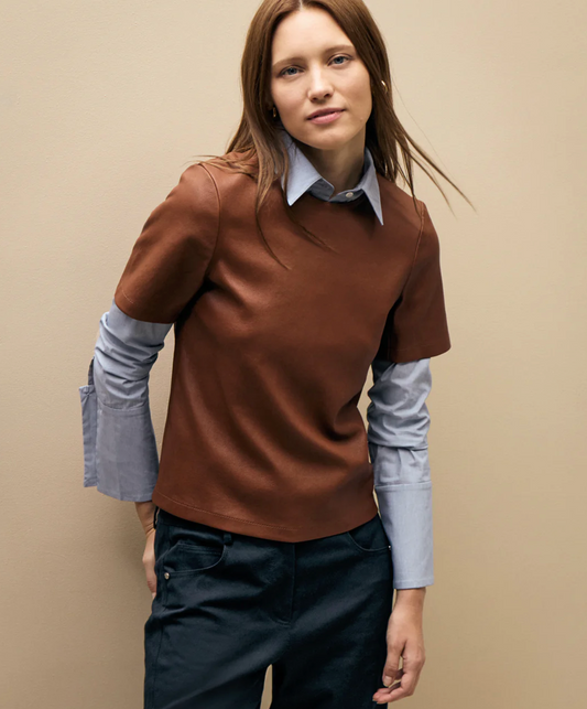 Leather Short Sleeve Tee