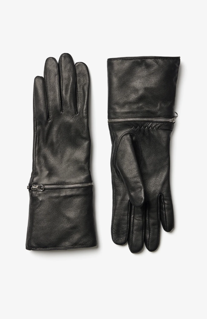 Demy Leather And Furry Gloves